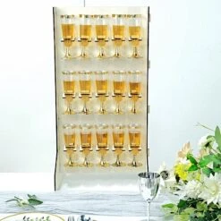 3-Tier Rectangular Wooden Champagne Glass Holder Stand - White -Optimal Home Decoration 3 tier rectangular wooden champagne glass holder stand white disp stnd wod01 3 nat 29882221002815