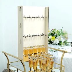 3-Tier Rectangular Wooden Champagne Glass Holder Stand - White -Optimal Home Decoration 3 tier rectangular wooden champagne glass holder stand white disp stnd wod01 3 nat 29882221330495