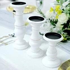 3 Wooden Pillar Candle Holders Table Centerpieces Set - White 13 3 Wooden Pillar Candle Holders Table Centerpieces Set - White -Optimal Home Decoration 3 wooden pillar candle holders table centerpieces set white wod cand 015 set wht 30117482659903