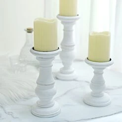 3 Wooden Pillar Candle Holders Table Centerpieces Set - White 15 3 Wooden Pillar Candle Holders Table Centerpieces Set - White -Optimal Home Decoration 3 wooden pillar candle holders table centerpieces set white wod cand 015 set wht 30117482692671