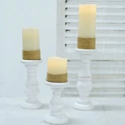 3 Wooden Pillar Candle Holders Table Centerpieces Set - White 19 3 Wooden Pillar Candle Holders Table Centerpieces Set - White -Optimal Home Decoration 3 wooden pillar candle holders table centerpieces set white wod cand 015 set wht 30117482856511