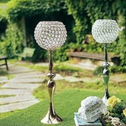 30" Tall Crystal Beaded Goblet Ball Candle Holder Centerpiece -Optimal Home Decoration 30 tall crystal beaded goblet ball candle holder centerpiece 28933309202495