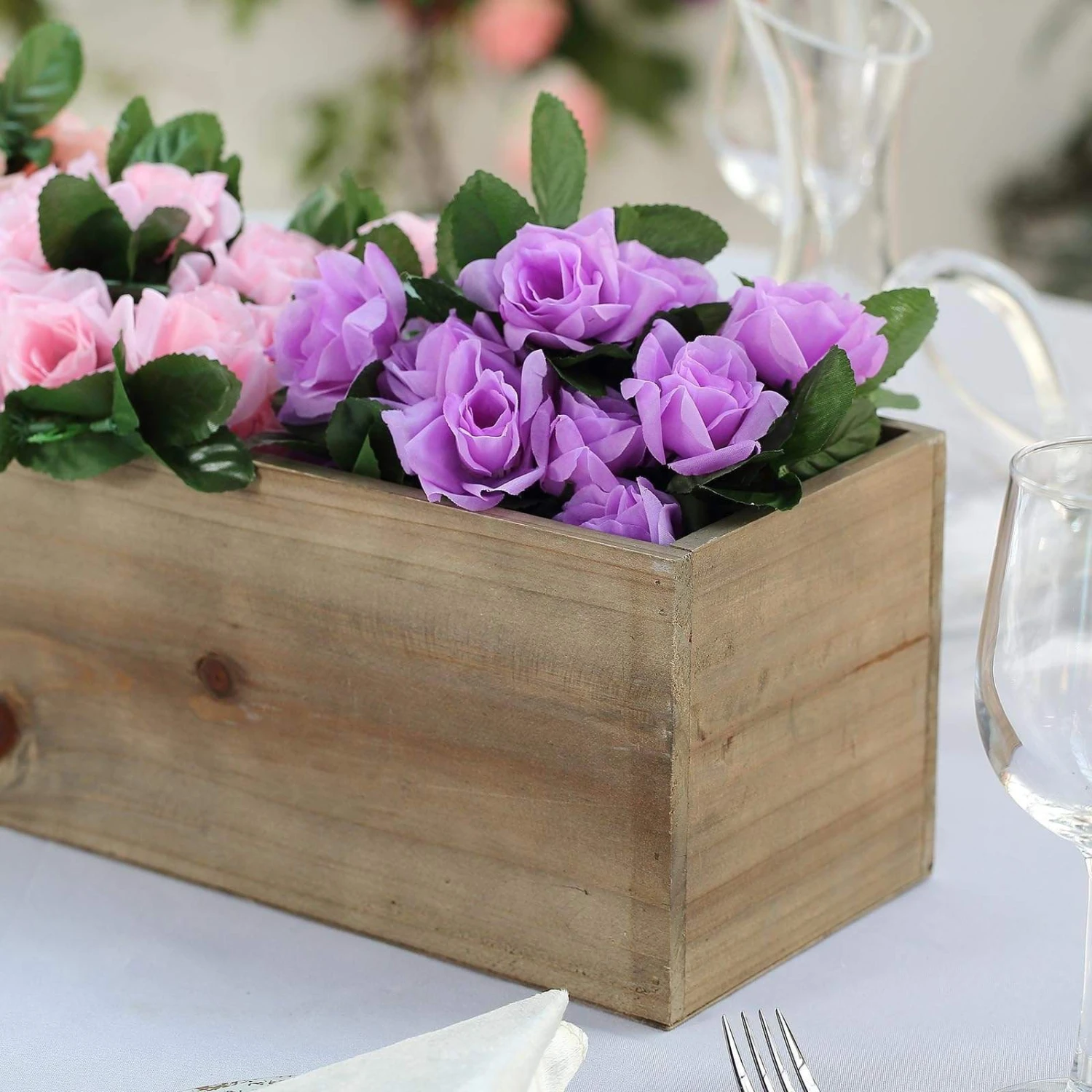 30" X 6" Wood Rectangular Box Planter Holders Centerpieces 4 30" X 6" Wood Rectangular Box Planter Holders Centerpieces - Image 2