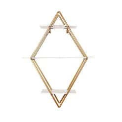 31" Diamond 3 Tier Metal With Wood Geometric Hanging Shelf - White And Gold 13 31" Diamond 3 Tier Metal With Wood Geometric Hanging Shelf - White And Gold -Optimal Home Decoration 31 diamond 3 tier metal with wood geometric hanging shelf white and gold wod hopshlf dia01 gold 29952519405631