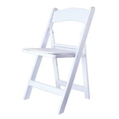 31" Tall Resin Folding Chair With Vinyl Padded Seat - White