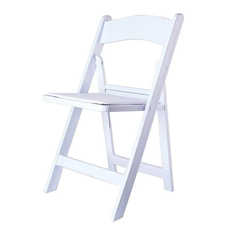 31" Tall Resin Folding Chair With Vinyl Padded Seat - White 3 31" Tall Resin Folding Chair With Vinyl Padded Seat - White