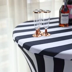 32" Cocktail Table Cover Striped Premium Fitted Spandex Tablecloth - Black And White -Optimal Home Decoration 32 cocktail table cover striped premium fitted spandex tablecloth black and white tab cock15 blk 29882348798015