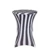 32" Cocktail Table Cover Striped Premium Fitted Spandex Tablecloth - Black And White