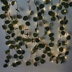 32 Ft LED Eucalyptus Leaves Garland Battery Operated Fairy Lights - Green -Optimal Home Decoration 32 ft led eucalyptus leaves garland battery operated fairy lights green ledstr arti 005 32 clr 28510153834559