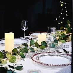 32 Ft LED Eucalyptus Leaves Garland Battery Operated Fairy Lights - Green -Optimal Home Decoration 32 ft led eucalyptus leaves garland battery operated fairy lights green ledstr arti 005 32 clr 28584174321727