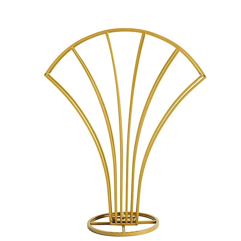 32" Scalloped Fan Metal Flower Display Stand Table Centerpiece - Gold 3 32" Scalloped Fan Metal Flower Display Stand Table Centerpiece - Gold