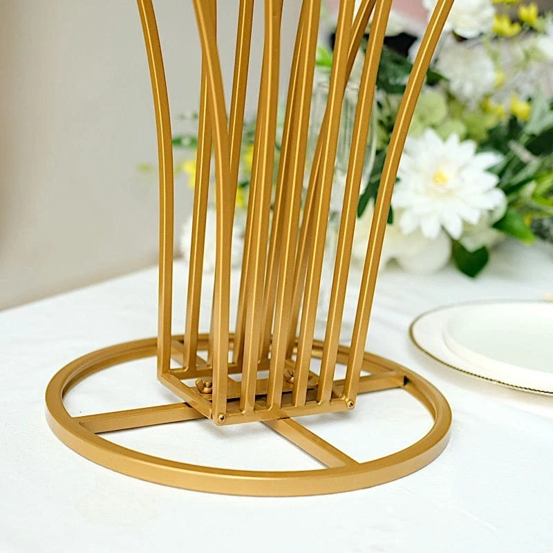 32" Scalloped Fan Metal Flower Display Stand Table Centerpiece - Gold 6 32" Scalloped Fan Metal Flower Display Stand Table Centerpiece - Gold - Image 4