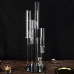 32" Tall 5 Arm Crystal Glass Round Candelabra Taper Candle Holder - Clear 17 32" Tall 5 Arm Crystal Glass Round Candelabra Taper Candle Holder - Clear -Optimal Home Decoration 32 tall 5 arm crystal glass round candelabra taper candle holder clear chdlr cand 030r 5 clr 30100250099775