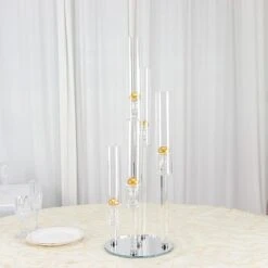 32" Tall 5 Arm Crystal Glass Round Candelabra Taper Candle Holder - Clear 18 32" Tall 5 Arm Crystal Glass Round Candelabra Taper Candle Holder - Clear -Optimal Home Decoration 32 tall 5 arm crystal glass round candelabra taper candle holder clear chdlr cand 030r 5 clr 30100250198079