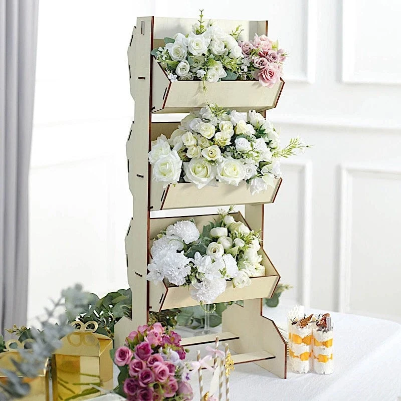 33" Stand 3 Tier Laser Cut Wood Cupcake Dessert Display Rack - Natural 10 33" Stand 3 Tier Laser Cut Wood Cupcake Dessert Display Rack - Natural - Image 8