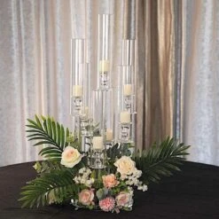 33" Tall 7 Arm Crystal Glass Candelabra Votive Candle Holder - Clear -Optimal Home Decoration 33 tall 7 arm crystal glass candelabra votive candle holder clear chdlr cand 030r 7 clr 28362236264511