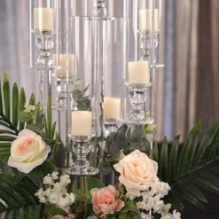 33" Tall 7 Arm Crystal Glass Candelabra Votive Candle Holder - Clear -Optimal Home Decoration 33 tall 7 arm crystal glass candelabra votive candle holder clear chdlr cand 030r 7 clr 28362239672383