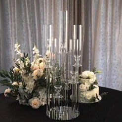 33" Tall 7 Arm Crystal Glass Candelabra Votive Candle Holder - Clear -Optimal Home Decoration 33 tall 7 arm crystal glass candelabra votive candle holder clear chdlr cand 030r 7 clr 28525947650111