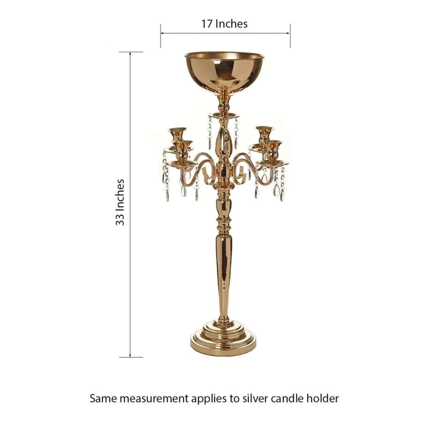 33" Tall Metal Candelabra Candle Holder Centerpiece 4 33" Tall Metal Candelabra Candle Holder Centerpiece - Image 2