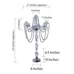 35" Tall Faux Crystal Candelabra Candle Holder - Silver -Optimal Home Decoration 35 tall faux crystal candelabra candle holder chdlr cand 008 silv 4747472371775