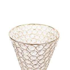 36" Metal With Crystal Beads Hurricane Flower Vase Centerpiece - Gold -Optimal Home Decoration 36 metal with crystal beads hurricane flower vase centerpiece gold chdlr 025 36 gold 30448221487167