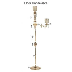 36" Or 56" Tall Candelabra Centerpiece Candle Holder With Pearl Beads - Gold -Optimal Home Decoration 36 or 56 tall candelabra centerpiece candle holder with pearl beads gold chdlr cand 018 gdprl 28253313531967
