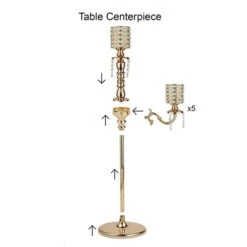 36" Or 56" Tall Candelabra Centerpiece Candle Holder With Pearl Beads - Gold -Optimal Home Decoration 36 or 56 tall candelabra centerpiece candle holder with pearl beads gold chdlr cand 018 gdprl 28589131923519