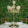 36" Or 56" Tall Candelabra Centerpiece Candle Holder With Pearl Beads - Gold -Optimal Home Decoration 36 or 56 tall candelabra centerpiece candle holder with pearl beads gold chdlr cand 018 gdprl 4748140347455