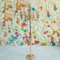 36" Or 56" Tall Candelabra Centerpiece Candle Holder With Pearl Beads - Gold -Optimal Home Decoration 36 or 56 tall candelabra centerpiece candle holder with pearl beads gold chdlr cand 018 gdprl 4748141330495