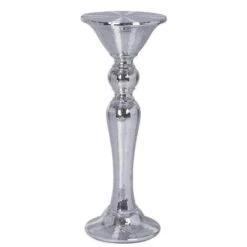 36" Tall Polystone Mirror Mosaic Pedestal Wedding Vase - Silver