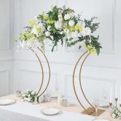38" Curvy Metal Flower Arch Stand Wedding Table Centerpiece - Gold -Optimal Home Decoration 38 curvy metal flower arch stand wedding table centerpiece gold iron stnd14 38 gold 30414380269631
