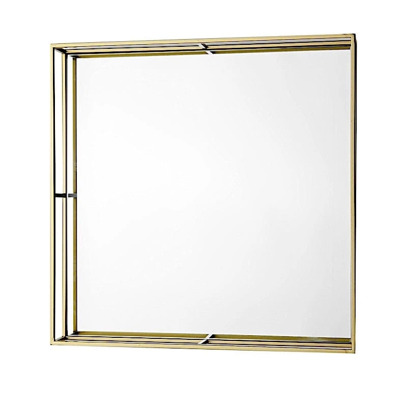 3 Feet Tall 3-Tier Rectangular Metal Bar Cart With Mirror Glass Serving Trays - Gold 6 3 Feet Tall 3-Tier Rectangular Metal Bar Cart With Mirror Glass Serving Trays - Gold - Image 4