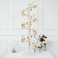 4.5 Ft Acrylic Spiral Champagne Glasses Holder Flutes Display Stand - Clear -Optimal Home Decoration 4 5 ft acrylic spiral champagne glasses holder flutes display stand clear disp stnd acry04 40 clr 30582107242559