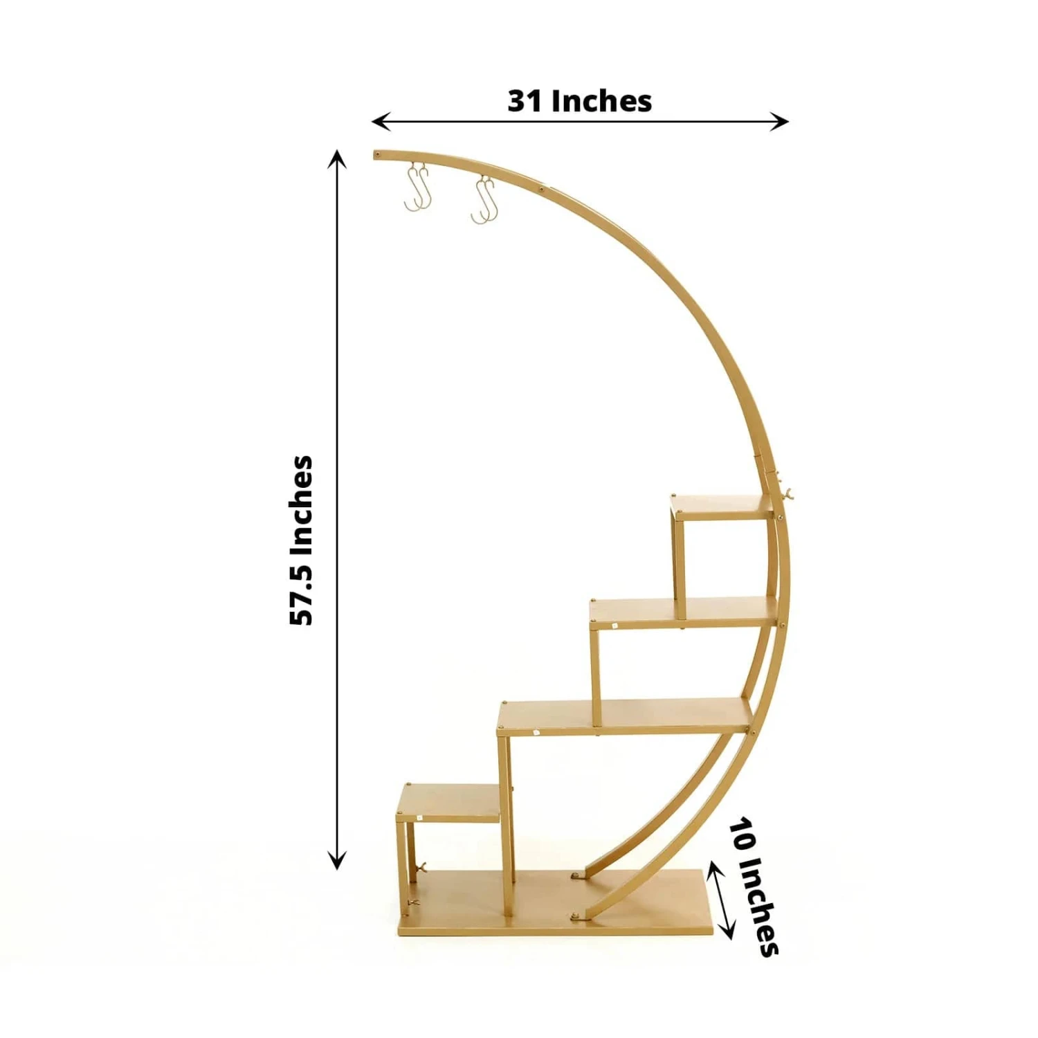 4.5 Ft Metal 4 Tier Half Moon Ladder Display Stand Plant Shelf Rack - Gold 4 4.5 Ft Metal 4 Tier Half Moon Ladder Display Stand Plant Shelf Rack - Gold - Image 2