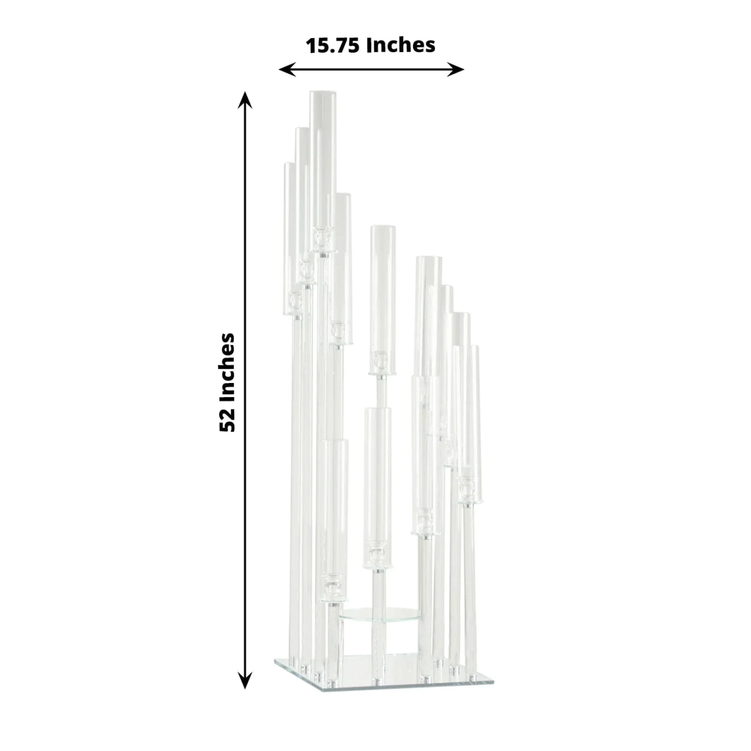 4.5 Ft Tall 12 Arm Crystal Glass Square Candelabra Taper Candle Holder - Clear 4 4.5 Ft Tall 12 Arm Crystal Glass Square Candelabra Taper Candle Holder - Clear - Image 2