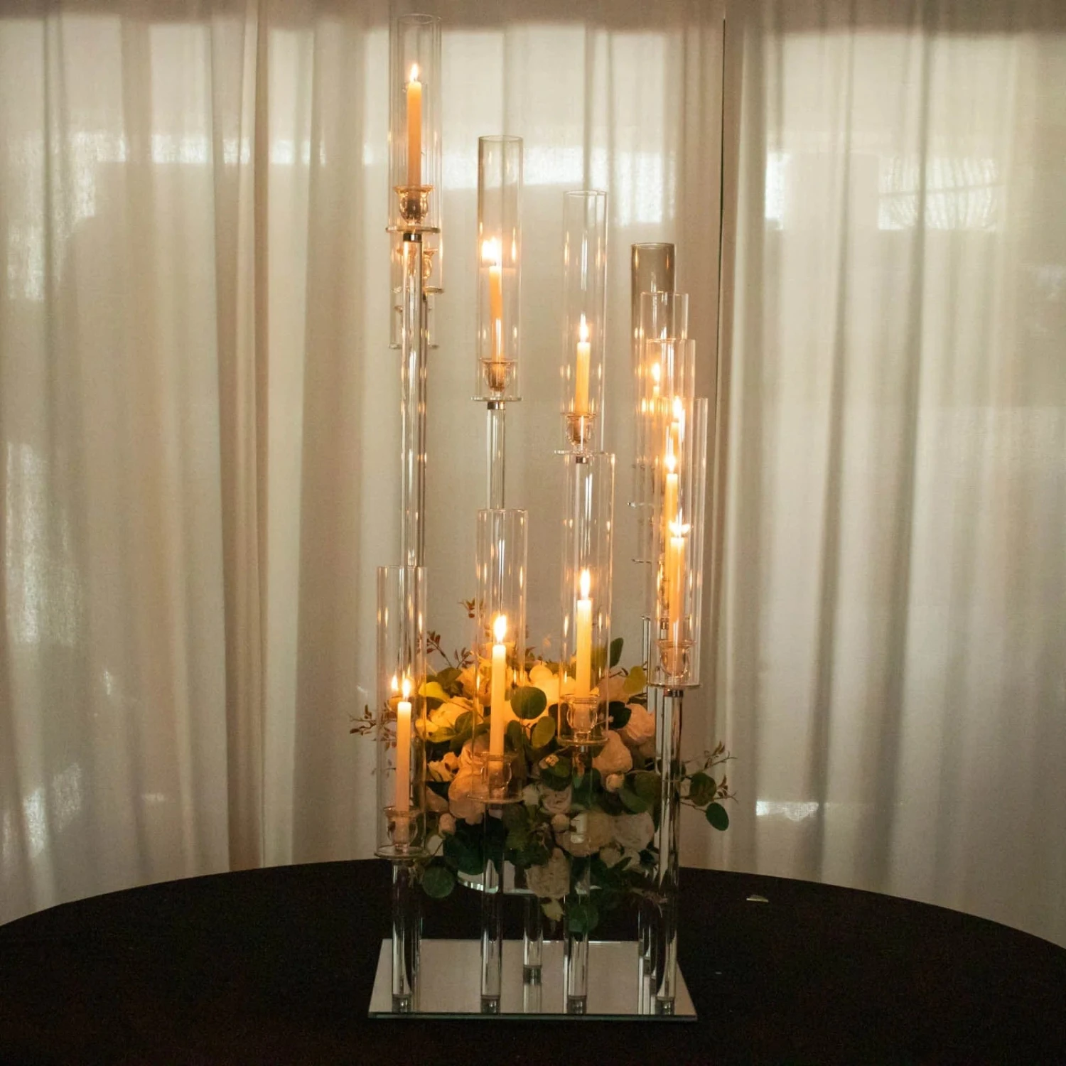 4.5 Ft Tall 12 Arm Crystal Glass Square Candelabra Taper Candle Holder - Clear 12 4.5 Ft Tall 12 Arm Crystal Glass Square Candelabra Taper Candle Holder - Clear - Image 10