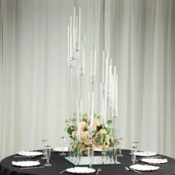 4.5 Ft Tall 12 Arm Crystal Glass Square Candelabra Taper Candle Holder - Clear 18 4.5 Ft Tall 12 Arm Crystal Glass Square Candelabra Taper Candle Holder - Clear -Optimal Home Decoration 4 5 ft tall 12 arm crystal glass square candelabra taper candle holder clear chdlr cand 030s 12 clr 30796909903935