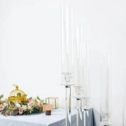 4.5 Ft Tall 12 Arm Crystal Glass Square Candelabra Taper Candle Holder - Clear 16 4.5 Ft Tall 12 Arm Crystal Glass Square Candelabra Taper Candle Holder - Clear -Optimal Home Decoration 4 5 ft tall 12 arm crystal glass square candelabra taper candle holder clear chdlr cand 030s 12 clr 30796909936703
