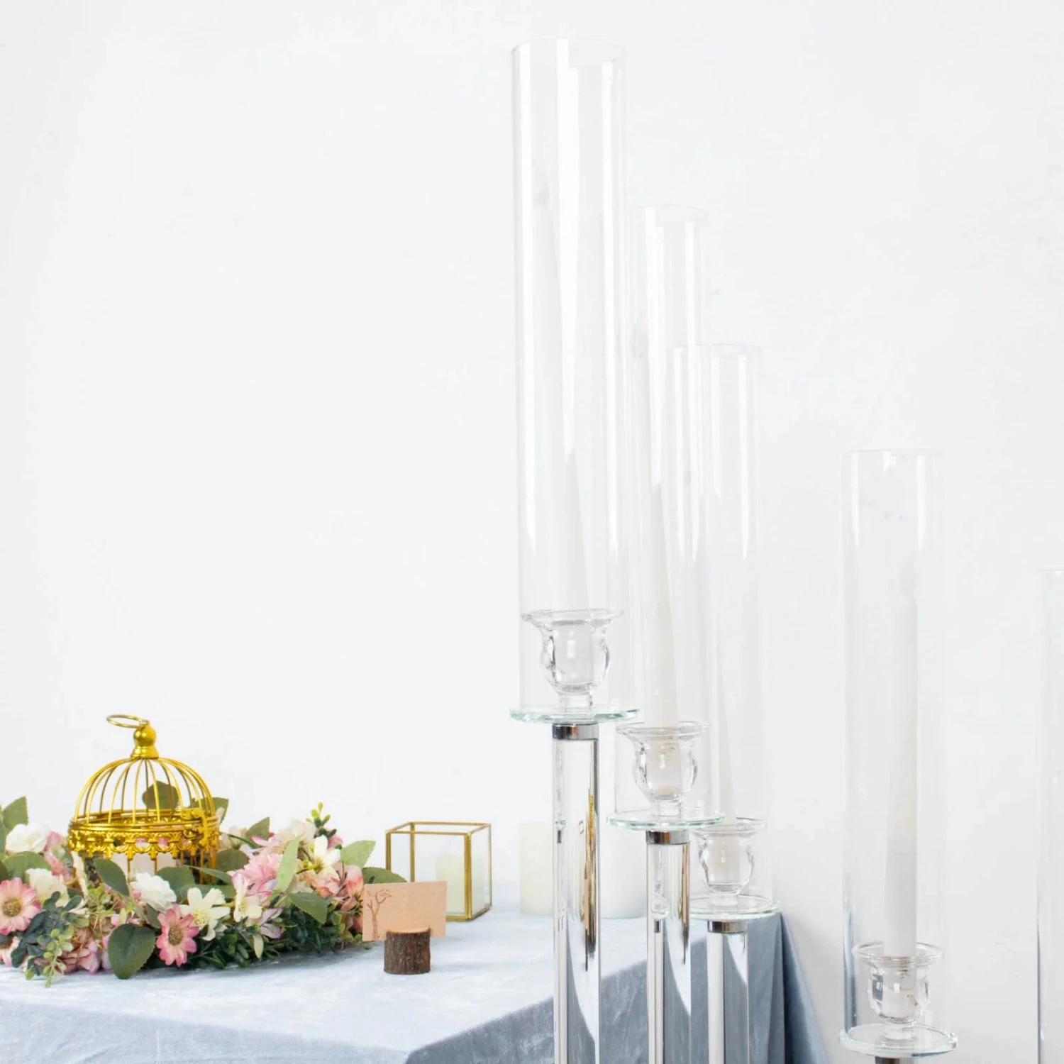 4.5 Ft Tall 12 Arm Crystal Glass Square Candelabra Taper Candle Holder - Clear 7 4.5 Ft Tall 12 Arm Crystal Glass Square Candelabra Taper Candle Holder - Clear - Image 5