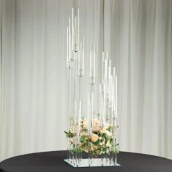 4.5 Ft Tall 12 Arm Crystal Glass Square Candelabra Taper Candle Holder - Clear 20 4.5 Ft Tall 12 Arm Crystal Glass Square Candelabra Taper Candle Holder - Clear -Optimal Home Decoration 4 5 ft tall 12 arm crystal glass square candelabra taper candle holder clear chdlr cand 030s 12 clr 30796910002239