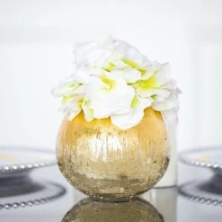 4.5" Tall Round Crackle Glass Candle Holder Vase - Gold 15 4.5" Tall Round Crackle Glass Candle Holder Vase - Gold -Optimal Home Decoration 4 5 tall round crackle glass candle holder vase gold vase a68 6 gold 15423472336959