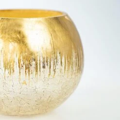 4.5" Tall Round Crackle Glass Candle Holder Vase - Gold 12 4.5" Tall Round Crackle Glass Candle Holder Vase - Gold -Optimal Home Decoration 4 5 tall round crackle glass candle holder vase gold vase a68 6 gold 28523875729471