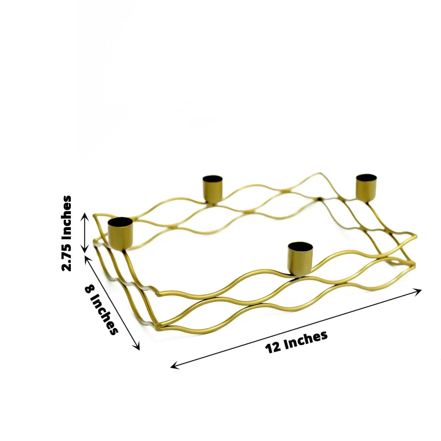 4 Arm Metal Rectangular Candelabra Taper Candle Holders - Gold 4 4 Arm Metal Rectangular Candelabra Taper Candle Holders - Gold - Image 2