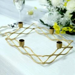 4 Arm Metal Rectangular Candelabra Taper Candle Holders - Gold 16 4 Arm Metal Rectangular Candelabra Taper Candle Holders - Gold -Optimal Home Decoration 4 arm metal rectangular candelabra taper candle holders gold iron cand tp002 l gold 29544697626687