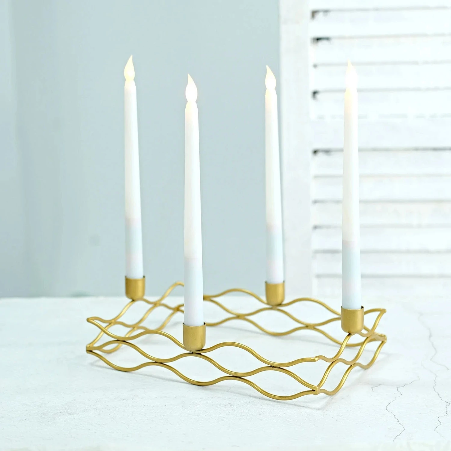 4 Arm Metal Rectangular Candelabra Taper Candle Holders - Gold 7 4 Arm Metal Rectangular Candelabra Taper Candle Holders - Gold - Image 5