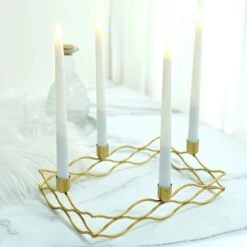 4 Arm Metal Rectangular Candelabra Taper Candle Holders - Gold 13 4 Arm Metal Rectangular Candelabra Taper Candle Holders - Gold -Optimal Home Decoration 4 arm metal rectangular candelabra taper candle holders gold iron cand tp002 l gold 29544697757759