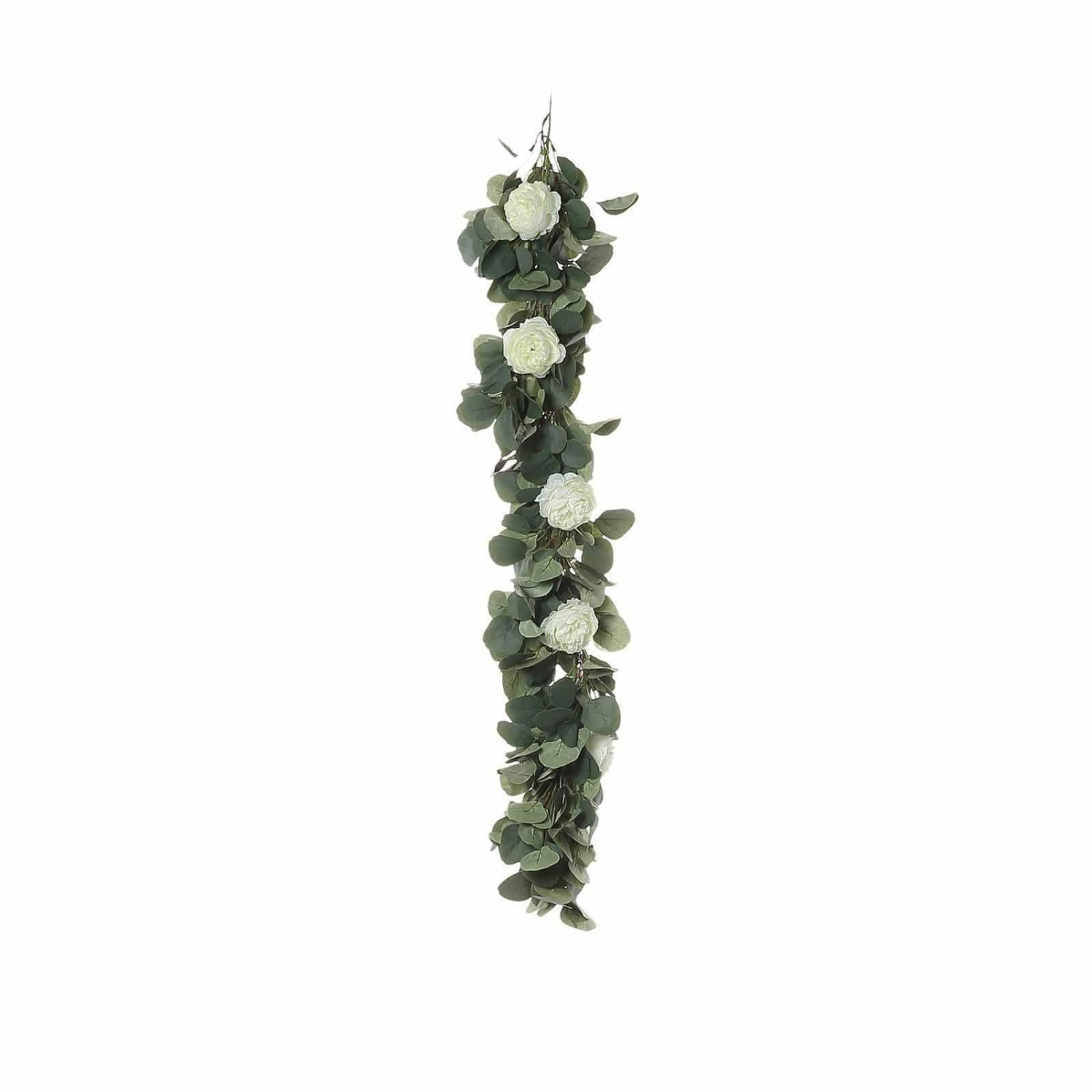 4 Ft Long Artificial Eucalyptus Foliage Garlands With Silk Ranunculus Flowers - Frosted Green 3 4 Ft Long Artificial Eucalyptus Foliage Garlands With Silk Ranunculus Flowers - Frosted Green