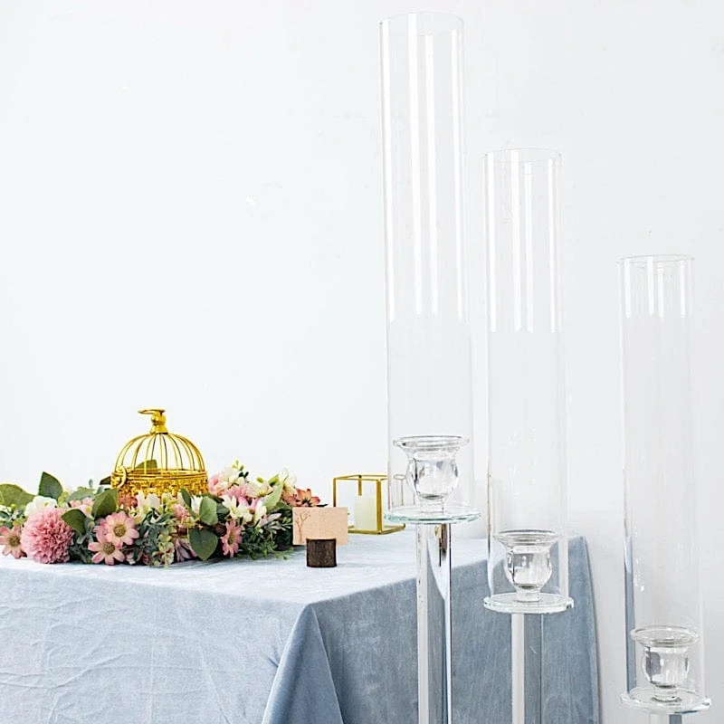 4 Ft Tall 9 Arm Crystal Glass Square Candelabra Taper Candle Holder - Clear 11 4 Ft Tall 9 Arm Crystal Glass Square Candelabra Taper Candle Holder - Clear - Image 9