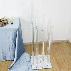 4 Ft Tall 9 Arm Crystal Glass Square Candelabra Taper Candle Holder - Clear 21 4 Ft Tall 9 Arm Crystal Glass Square Candelabra Taper Candle Holder - Clear -Optimal Home Decoration 4 ft tall 9 arm crystal glass square candelabra taper candle holder clear chdlr cand 030s 9 clr 30796899975231