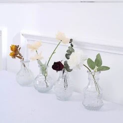 4 Glass Flower Vases Vintage Decorative Table Centerpieces - Clear 19 4 Glass Flower Vases Vintage Decorative Table Centerpieces - Clear -Optimal Home Decoration 4 glass antique vintage mini bud flower vases clear vase rnd 007 set clr 30802452742207